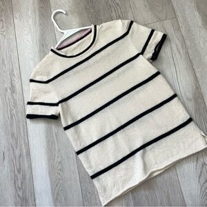 360Cashmere Striped Sweater short sleeve knit womens Cream (small) contemporary